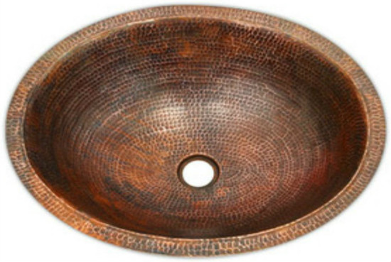 oval hand hammered copper bathroom sink