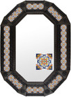 octagonal metal tin frame decorated with mexican hand made tile