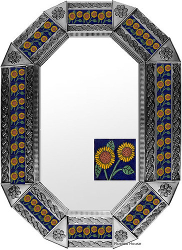 metal tin mirror tile handcrafted