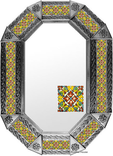 metal tin mirror tile hand made