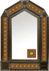 tin mirror with coffee arch frame and Mexican tile