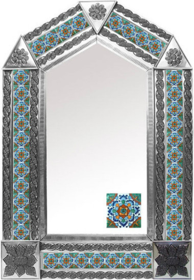 tin mirror with hacienda tiles