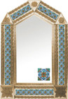 tin mirror with copper frame and hacienda tile