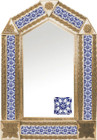 tin mirror with copper frame and old European tile