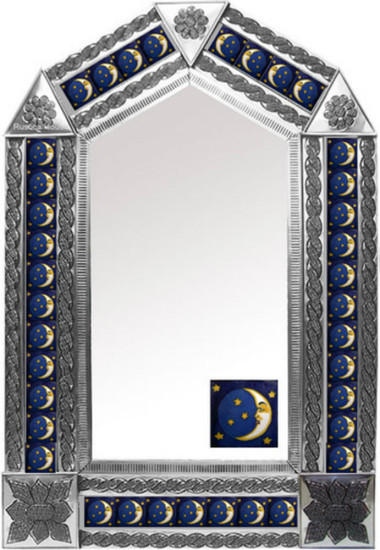 tin mirror with mexican fabricated tiles