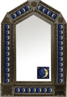 tin mirror with coffee arch frame and mexican fabricated tile