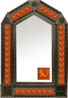 tin mirror with coffee arch frame and mexican Spanish tile