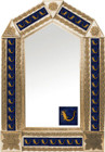 tin mirror with copper frame and folk art tile