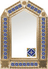 tin mirror with copper frame with mexican old European tile