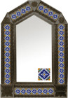 tin mirror with coffee arch frame and mexican old European tile