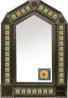 tin mirror with coffee arch frame and mexican San Miguel de Allende tile