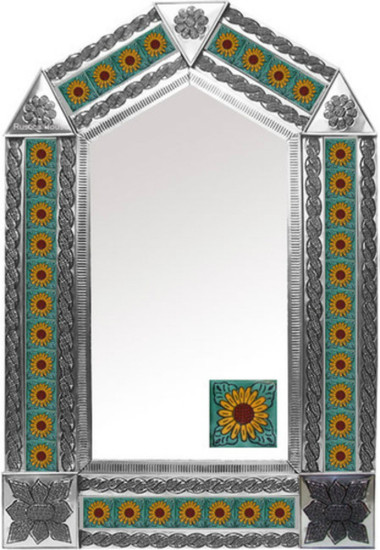 tin mirror with mexican Rustica House tiles