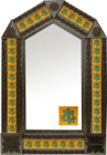 tin mirror with coffee arch frame and mexican colonial tile