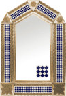 tin mirror with copper frame and rustic tile
