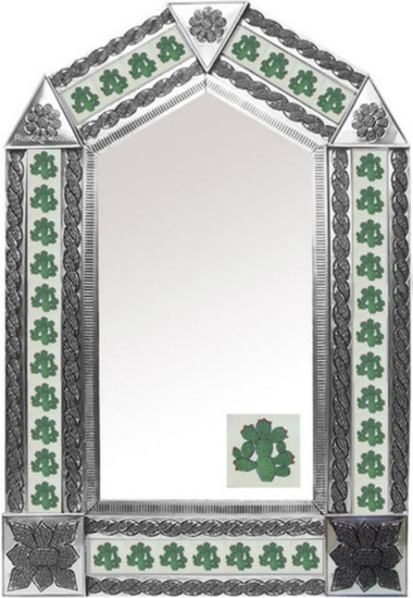 tin mirror with mexican traditional tiles