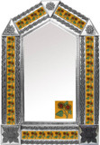 tin mirror with mexican folk art tiles
