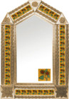 tin mirror with copper frame with mexican folk art tile