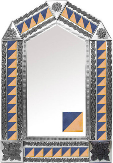 tin mirror with modern tiles