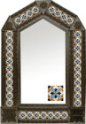 tin mirror with coffee arch frame and created tile