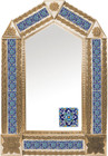 tin mirror with copper frame and handcrafted tile