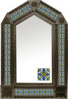tin mirror with coffee arch frame and artisan made tile