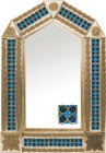 tin mirror with copper frame and hand punched tile