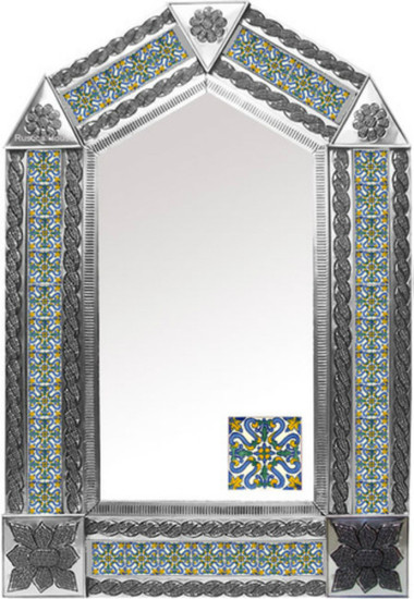 tin mirror with old world tiles