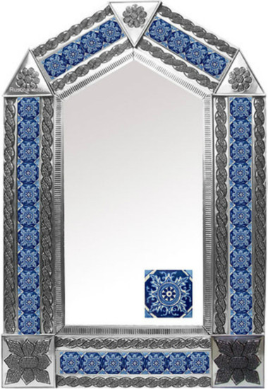 tin mirror with colonial hacienda tiles