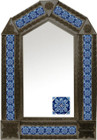 tin mirror with coffee arch frame and colonial hacienda tile