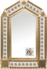 tin mirror with copper frame and Spanish tile