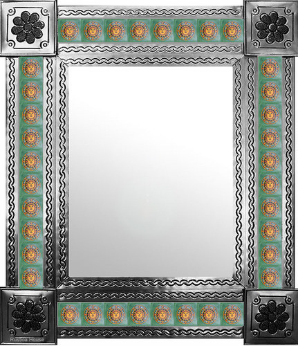 mexican wall mirror with produced tiles