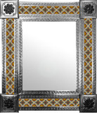 mexican wall mirror with handcrafted tiles