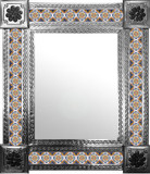 mexican wall mirror with hand punched tiles