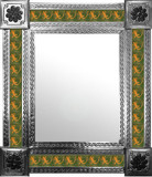 mexican wall mirror with countryside tiles