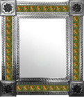 mexican wall mirror with countryside tiles