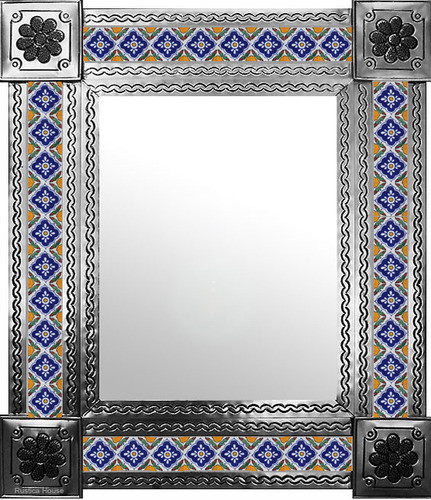 mexican wall mirror with old world tiles