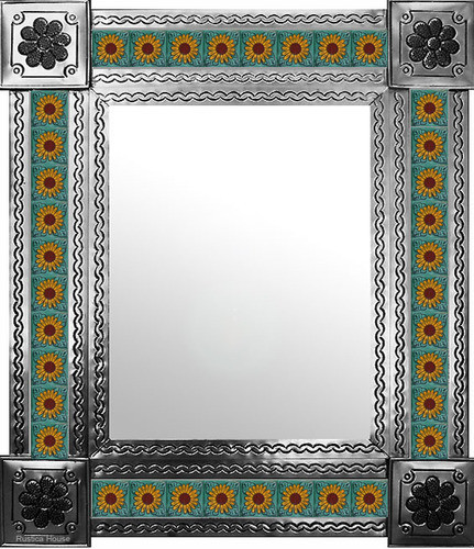 mexican wall mirror with Spanish tiles