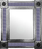 mexican wall mirror with modern tiles