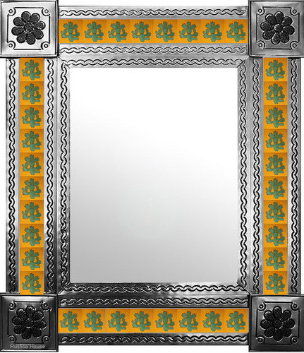 mexican wall mirror with European tiles