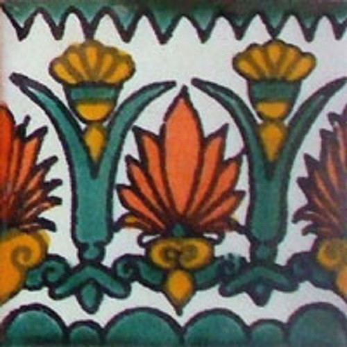 mexican stair rise tile white green terracotta