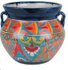 handmade talavera flower planter orange blue