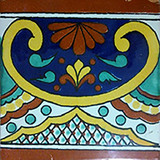 hand painted talavera tile terracotta blue