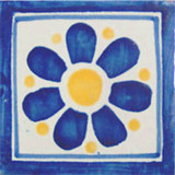 old European Mexican tile blue yellow