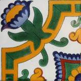 handmade Mexican tile green yellow
