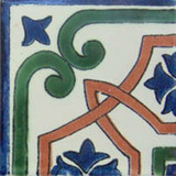 hand decorated Mexican tile terracotta green