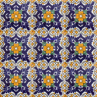 hand painted Mexican tiles cobalt yellow