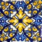 hand decorated Mexican tile blue yellow