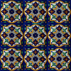 hand painted Mexican tiles white green