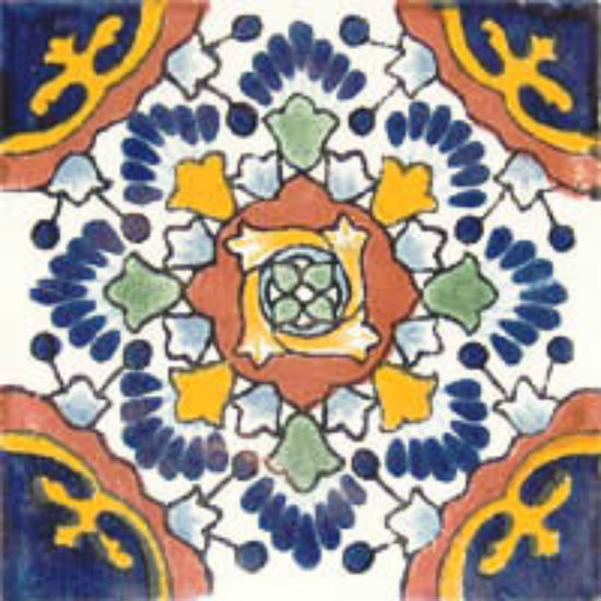 painted Mexican tile blue terracotta