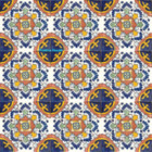 painted Mexican tiles blue terracotta